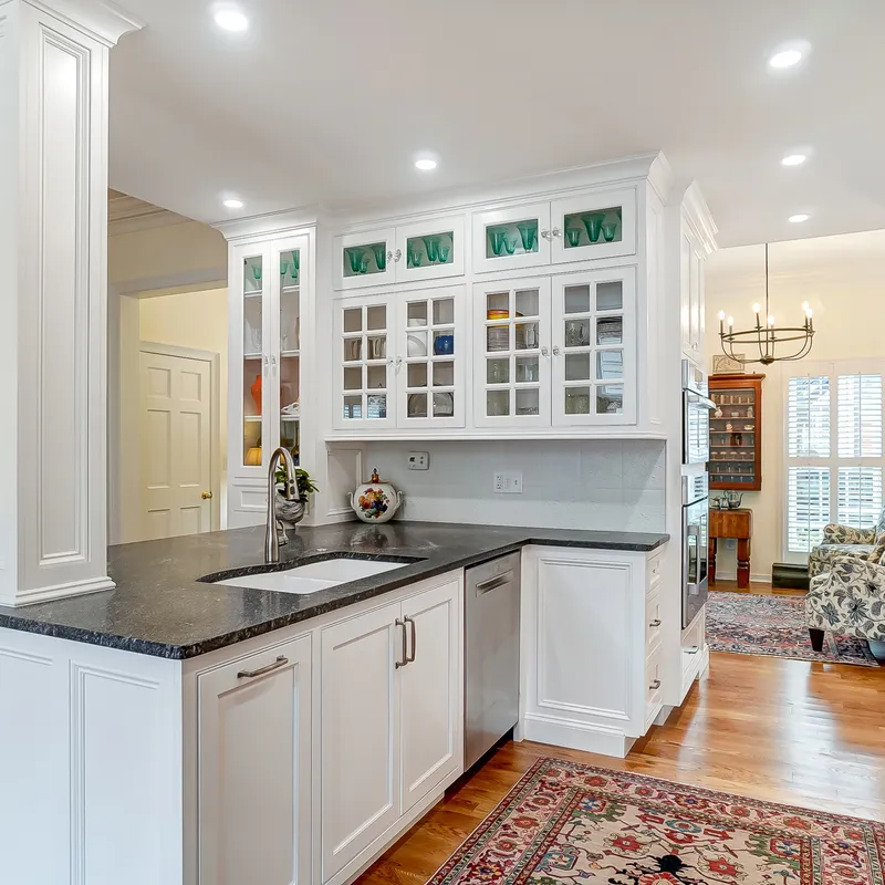 Slate kitchen cabinetry with white accents, Columbus, OH area