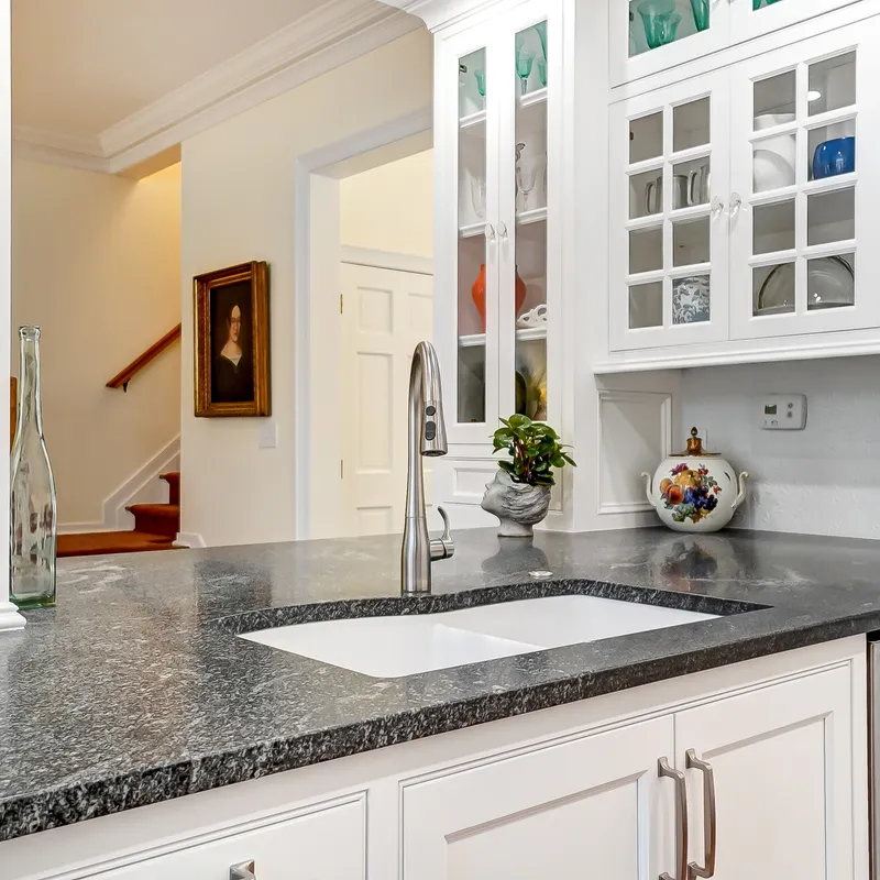 Kitchen cabinetry detail, slate and white, Columbus, OH area