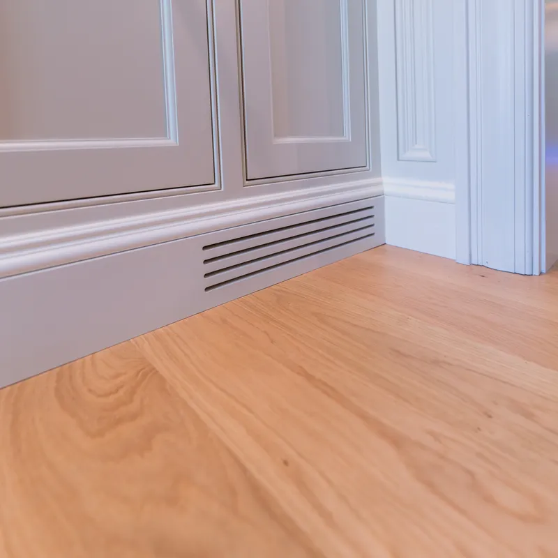 Entertainment center cabinetry finish and detail, Dublin, OH