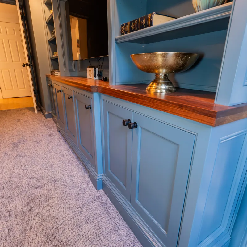 Completed custom bedroom entertainment center, Dublin, OH