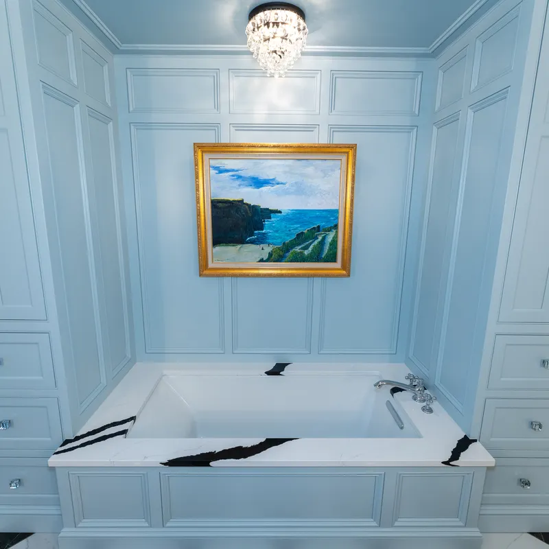 Custom black and white bathroom cabinetry, Dublin, OH