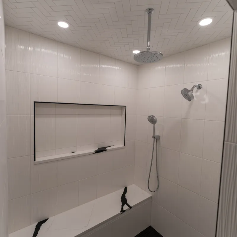 Black and white bathroom cabinetry and countertops, Dublin, OH