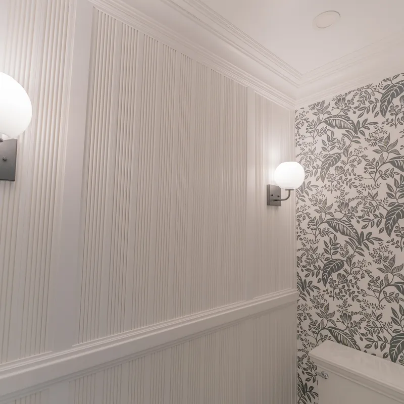 Completed black and white bathroom renovation, Dublin, OH