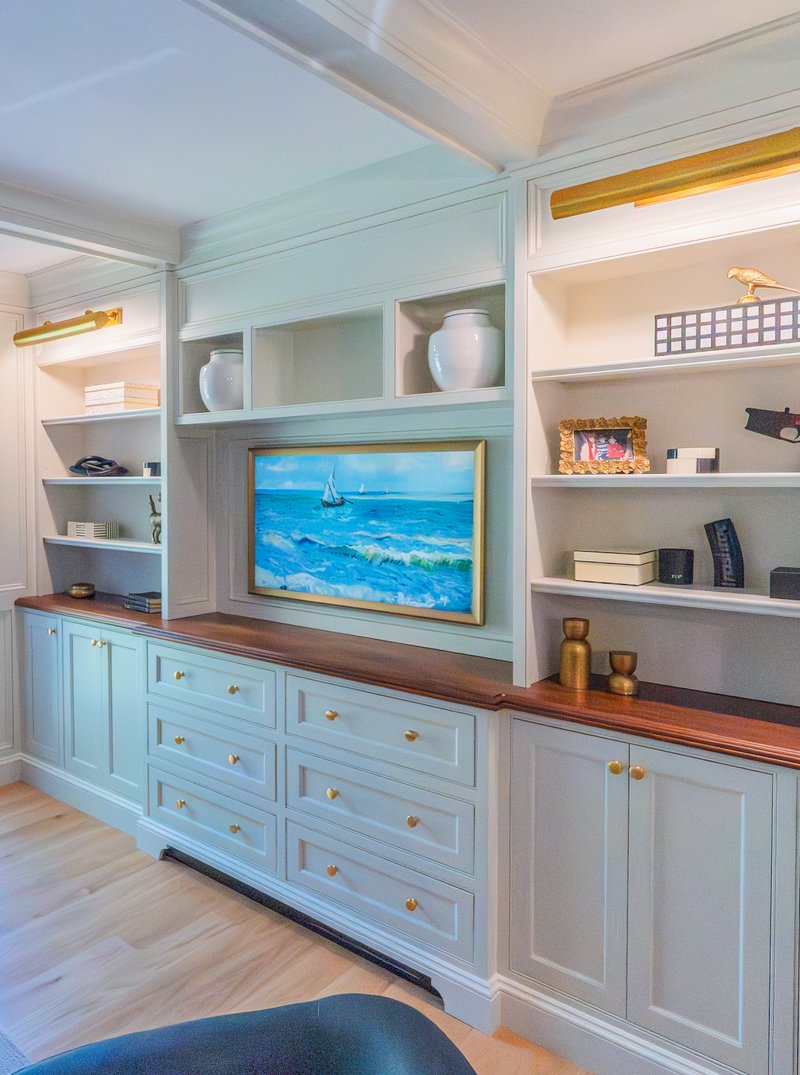 Finished custom entertainment center in Central Ohio