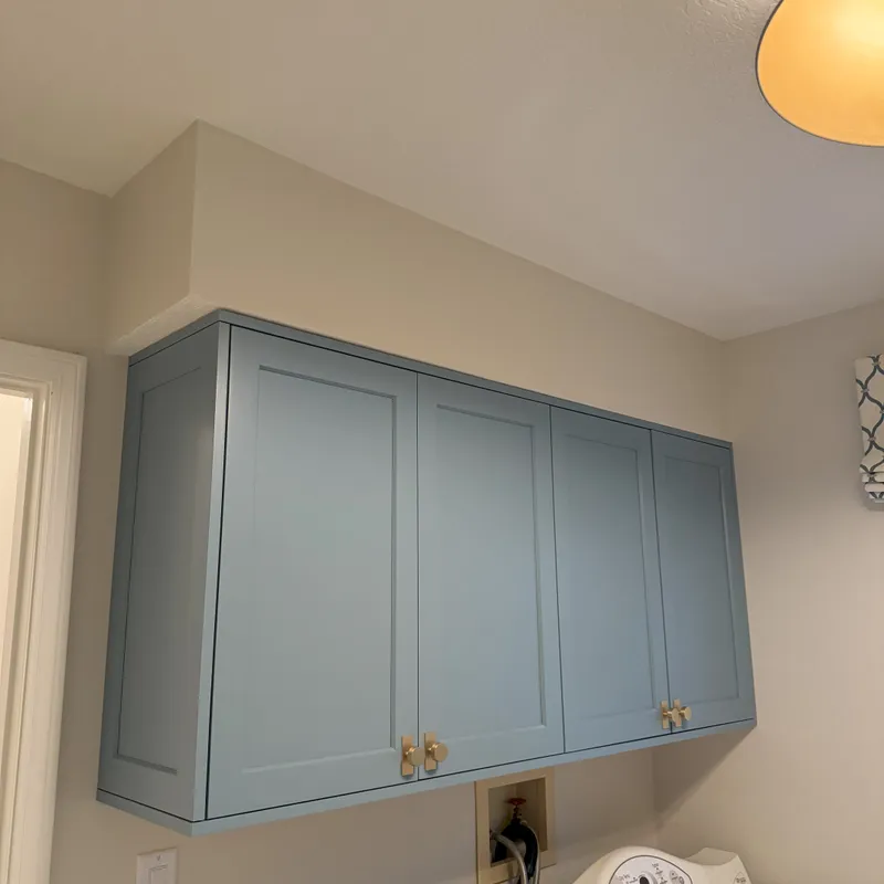 Custom blue laundry room cabinetry, Columbus, OH area