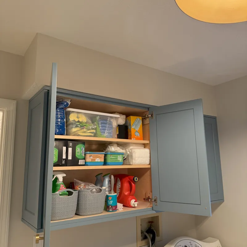 Blue laundry room cabinetry detail, Columbus, OH area