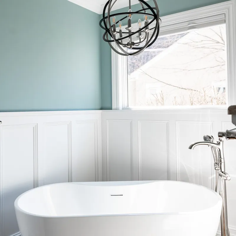 Custom aqua bathroom cabinetry, Columbus, OH area