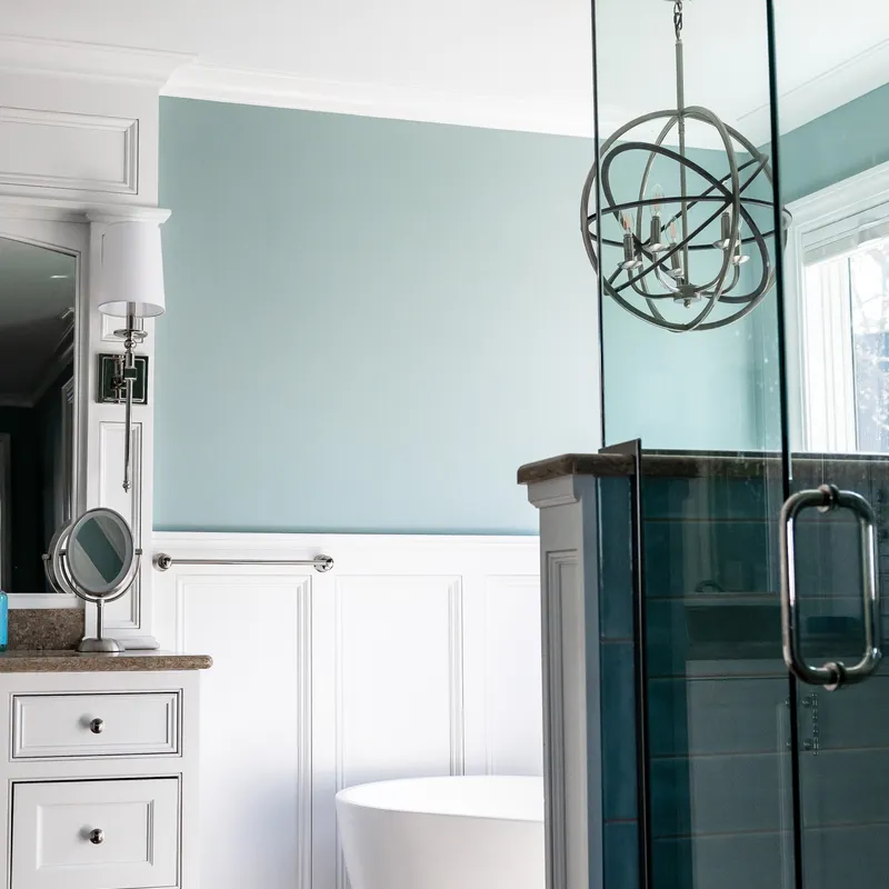 Aqua bathroom vanity detail, Columbus, OH area