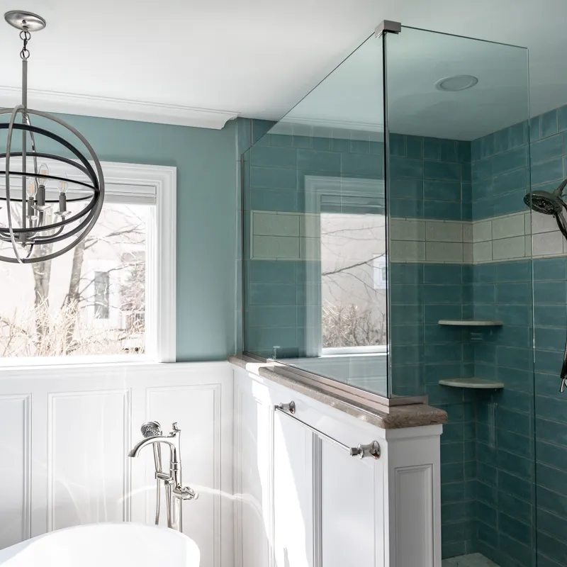Custom aqua vanity cabinetry, Columbus, OH area