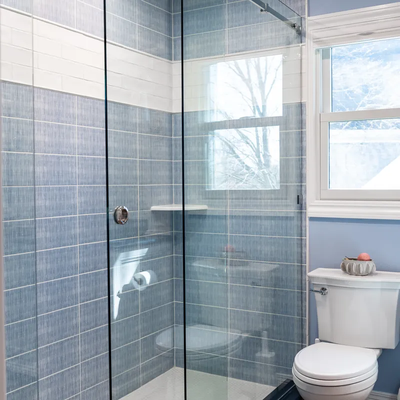 Custom bathroom built-ins with glass accents, Columbus, OH area