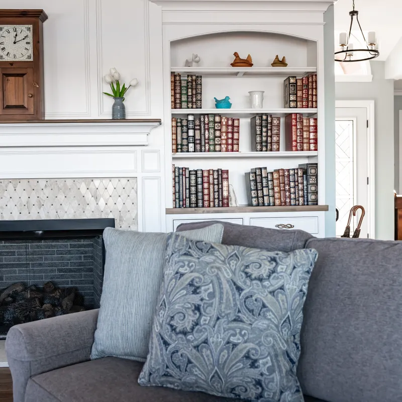 Custom millwork library wall cabinetry, Columbus, OH area