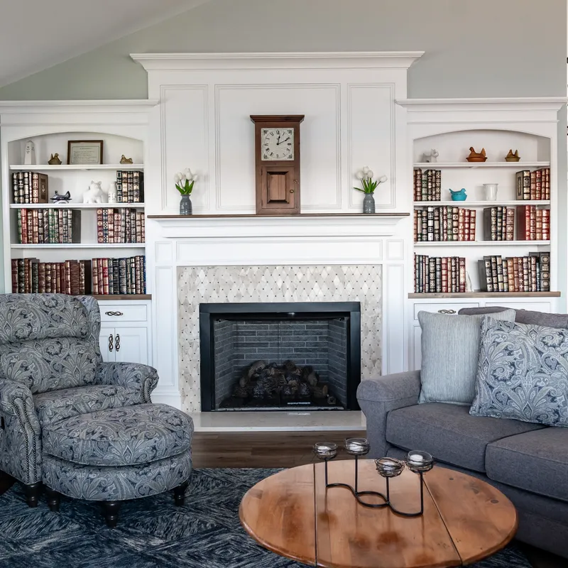Finished built-in library wall renovation, Columbus, OH area