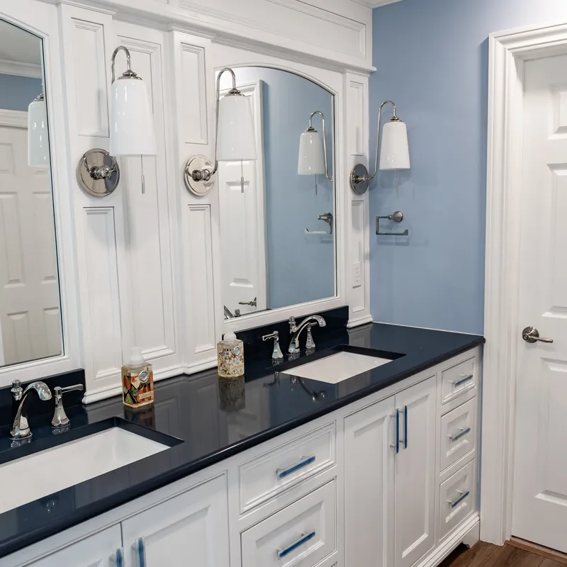 White bathroom cabinetry and trim, Columbus, OH area