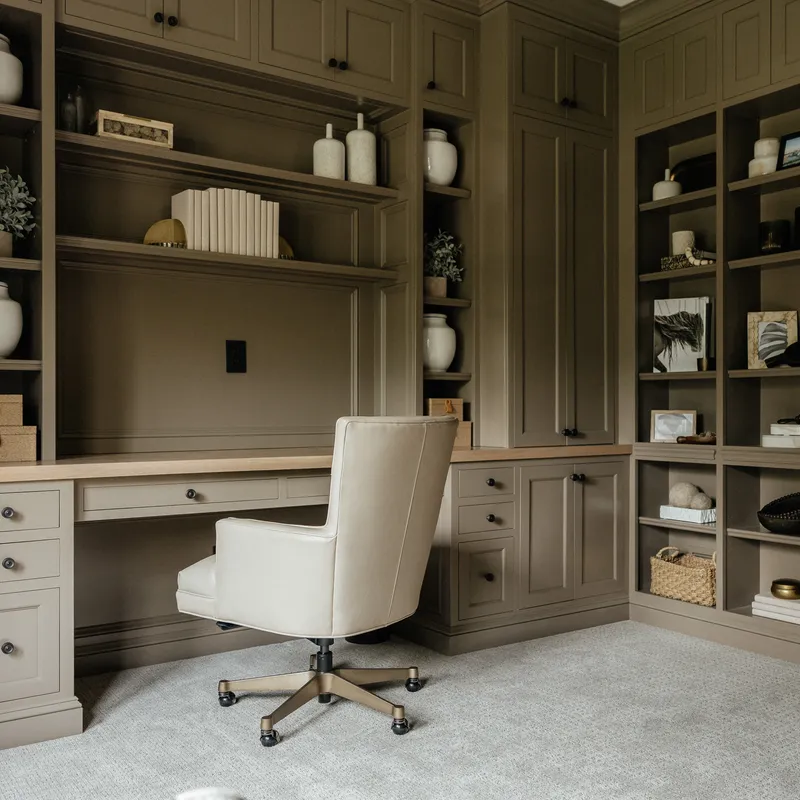 Greige office cabinetry detail, Columbus, OH area
