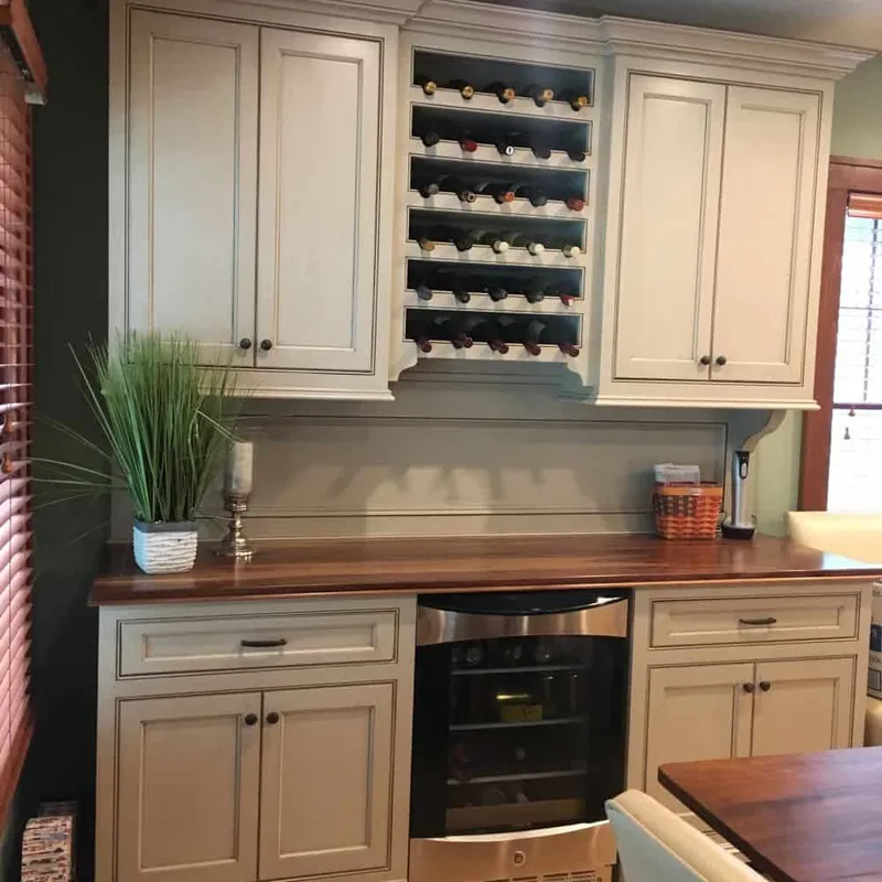 Custom kitchen wine buffet cabinetry, Columbus, OH area