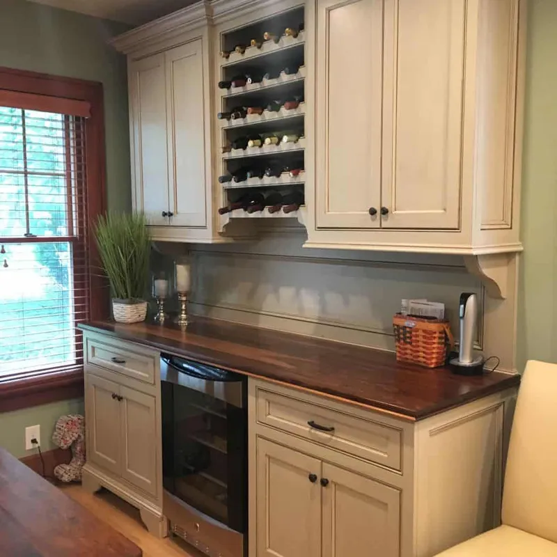 Custom kitchen wine buffet cabinetry, Columbus, OH area