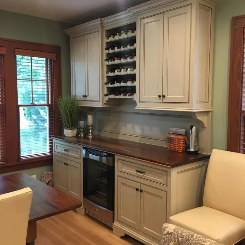 Custom kitchen wine buffet cabinetry, Columbus, OH area