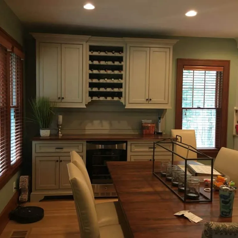 Custom kitchen wine buffet cabinetry, Columbus, OH area