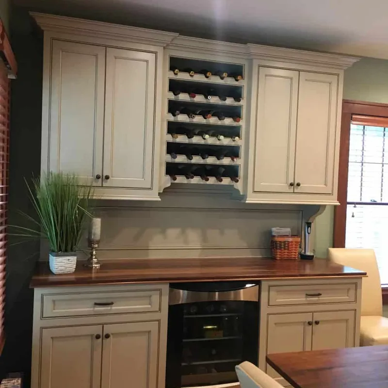 Custom kitchen wine buffet cabinetry, Columbus, OH area