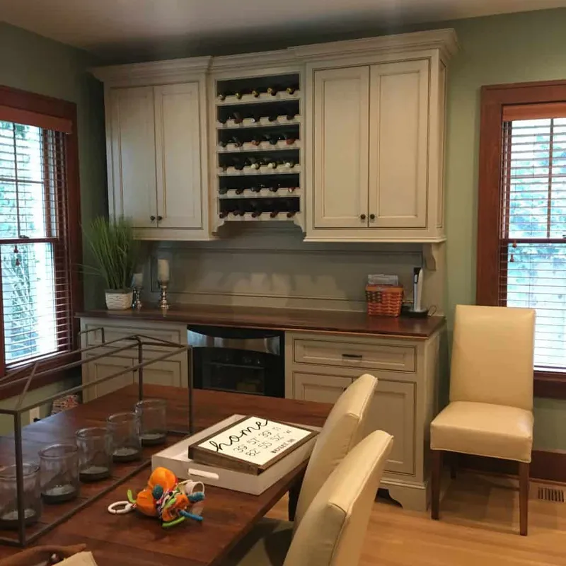 Custom kitchen wine buffet cabinetry, Columbus, OH area
