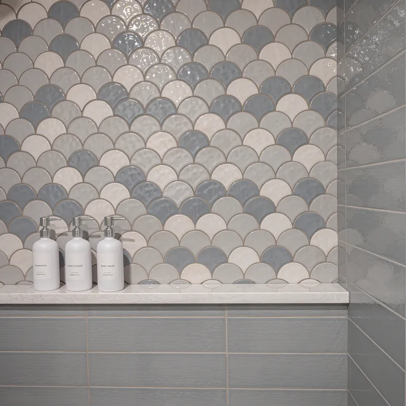 Finished coastal gray bathroom renovation, Columbus, OH area