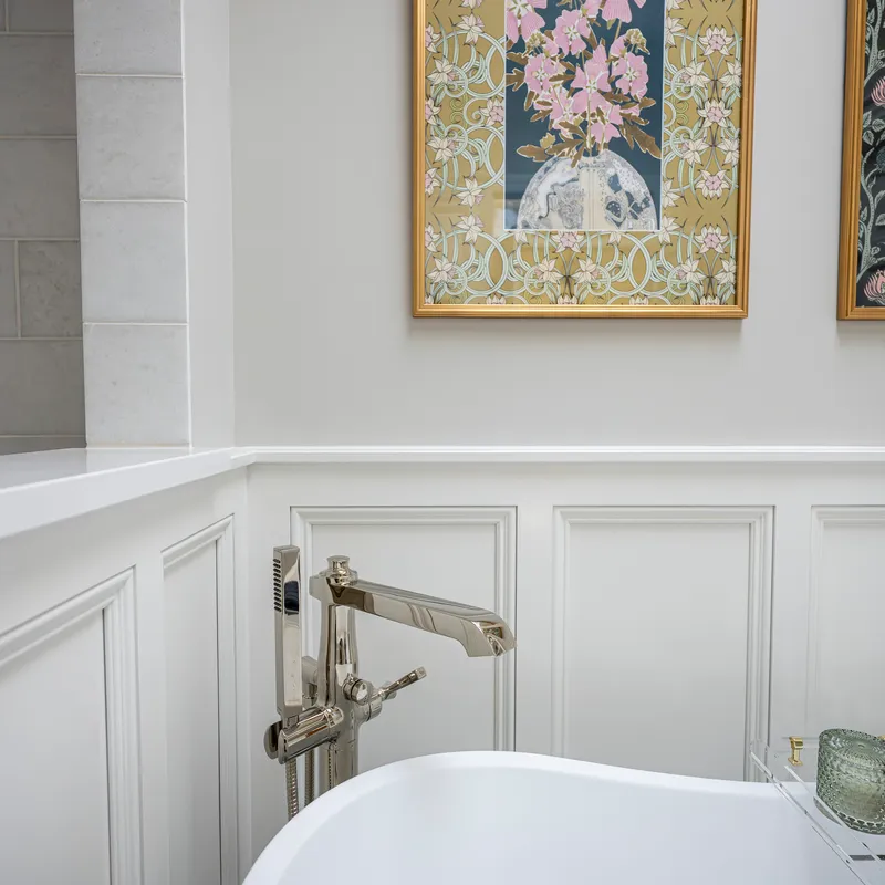 Light bathroom renovation cabinetry, Columbus, OH area