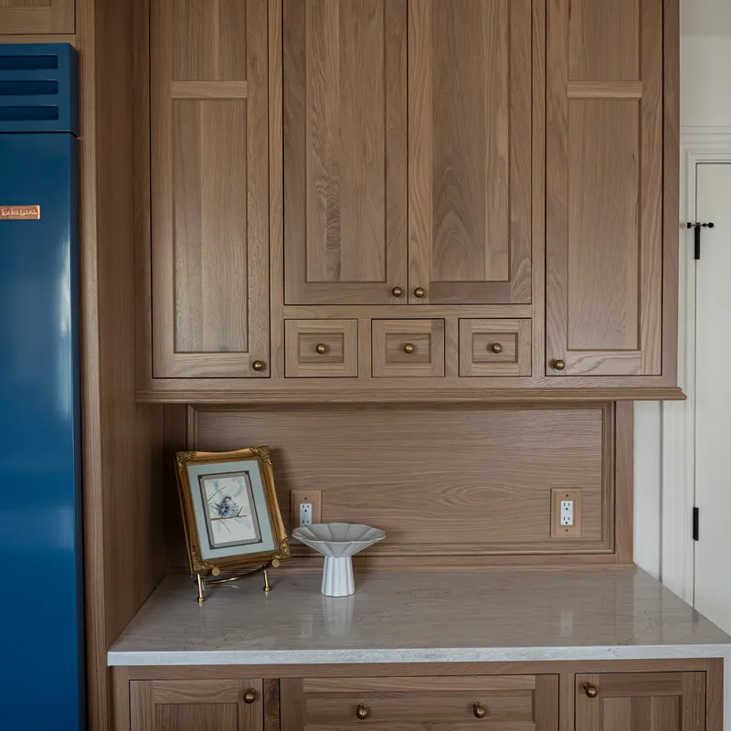 Custom kitchen built-ins with blue finish, Columbus, OH area