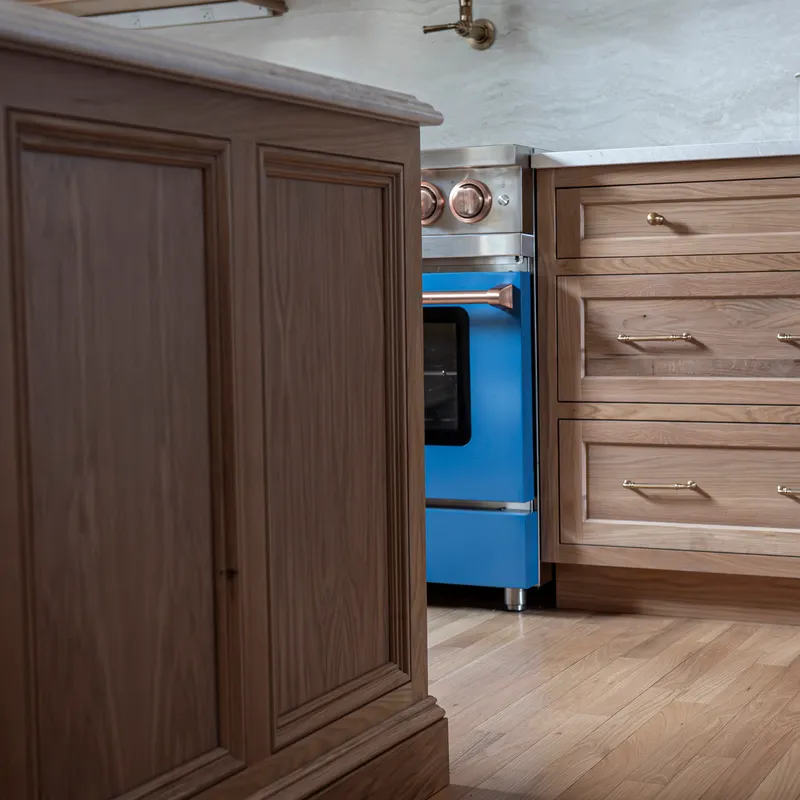 Finished blue and copper kitchen renovation, Columbus, OH area