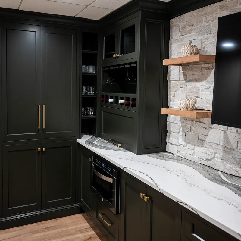 Custom kitchen built-ins with midnight finish, Dublin, OH