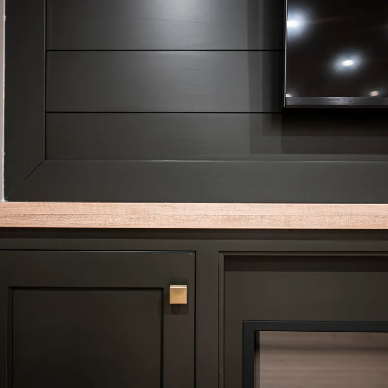 Midnight kitchen built-ins and open shelving, Dublin, OH
