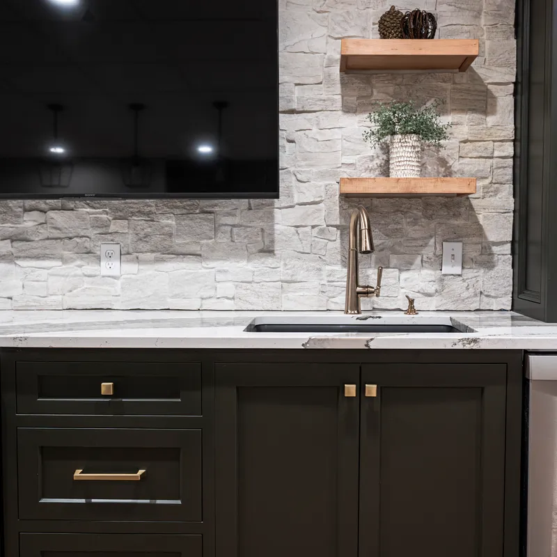 Finished midnight and brass kitchen renovation, Dublin, OH