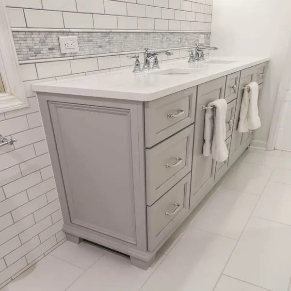 Custom slate and stone bathroom cabinetry, Columbus, OH area