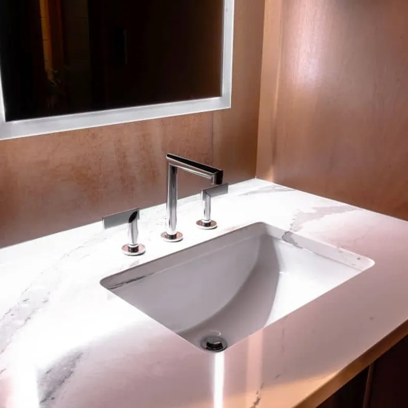 Frank Lloyd Wright inspired custom bath cabinetry, Columbus, OH area