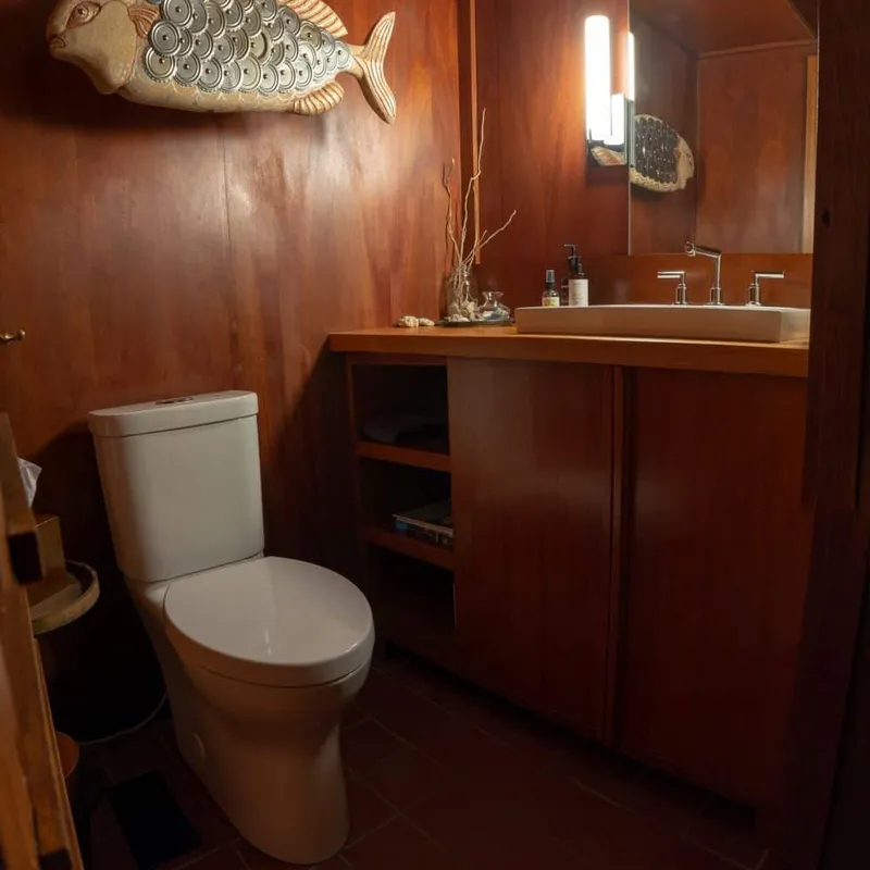 Frank Lloyd Wright inspired custom bath cabinetry, Columbus, OH area