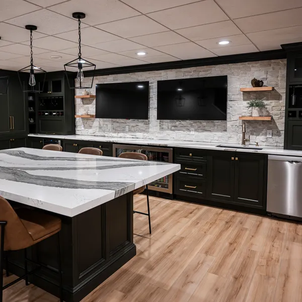 Custom midnight and brass kitchen remodel, Dublin, OH