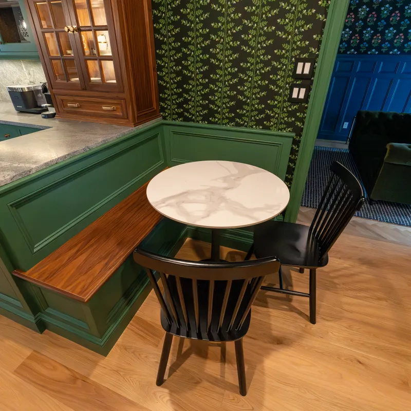 Sage green kitchen cabinetry detail, Columbus, OH area