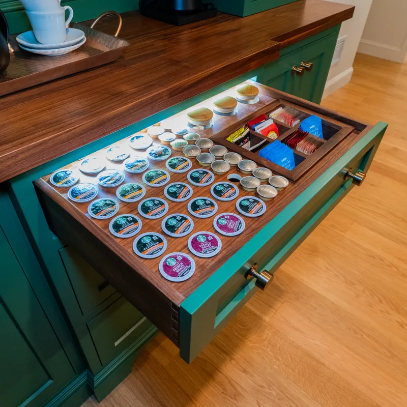 Finished sage and walnut kitchen renovation, Columbus, OH area